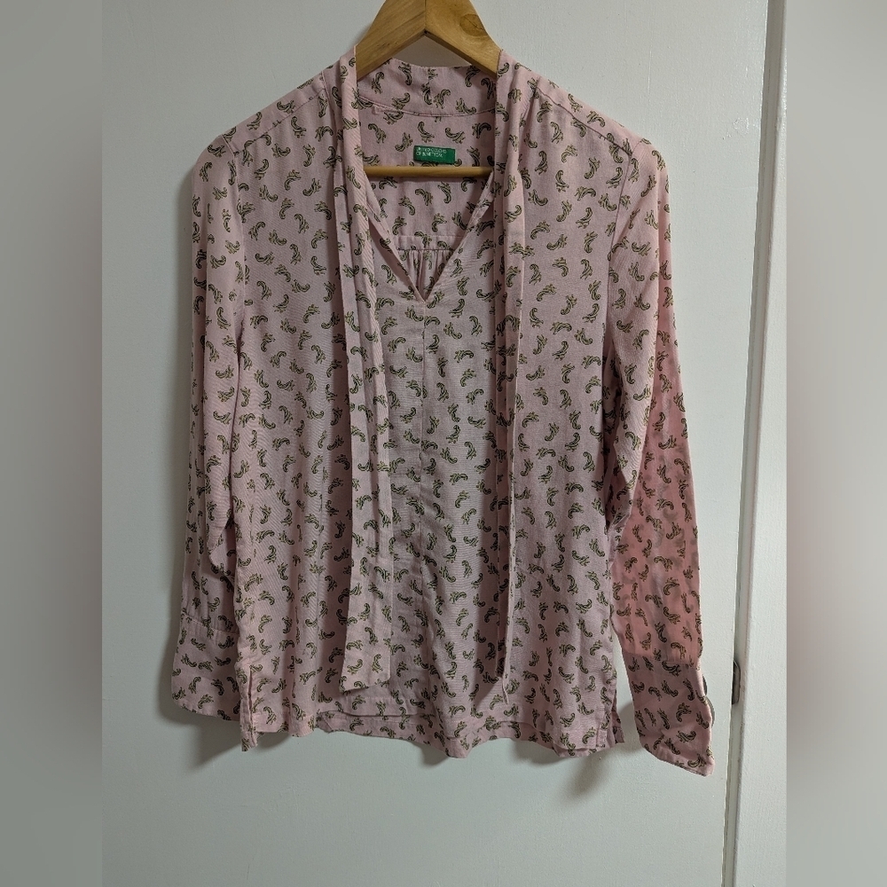 United Colors Of Benetton Pink Patterned Blouse 100% Cotton